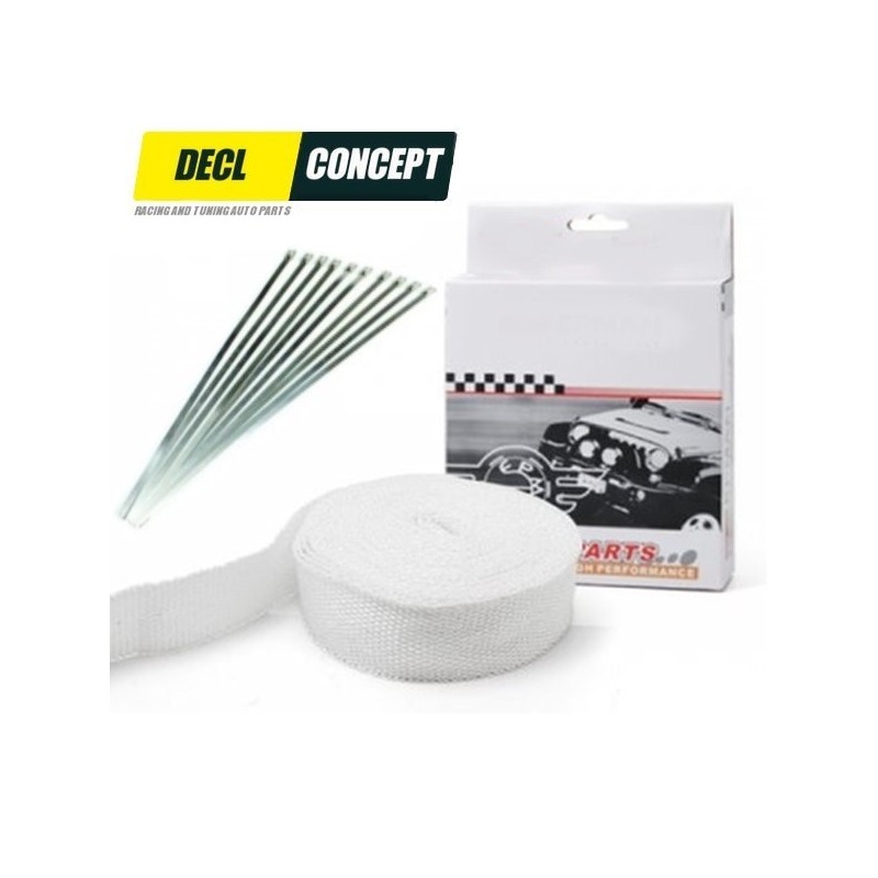 Pack stripe termica per il collettore di scarico 10MX5CM e kit di 10 in acciaio inox fascette