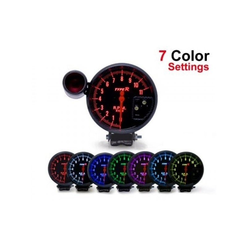 Tachometer black 7 color 127mm diameter